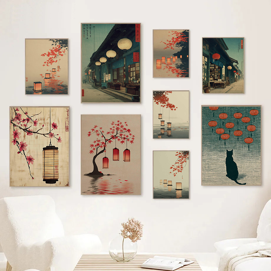 Lifestyle Of Japanese - Minimalist Zen Japanese Lantern Lake Posters