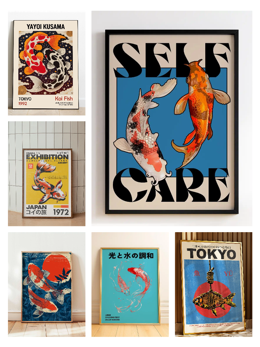 Lifestyle Of Japanese - Japanese Red Koi Fish Canvas Prints