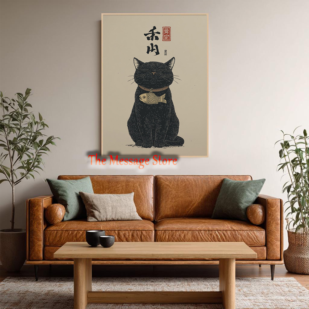 Black Lucky Cat Ukiyo-e Japane - Japanese Lifestyle And Traditions บทวิจารณ์และราคา