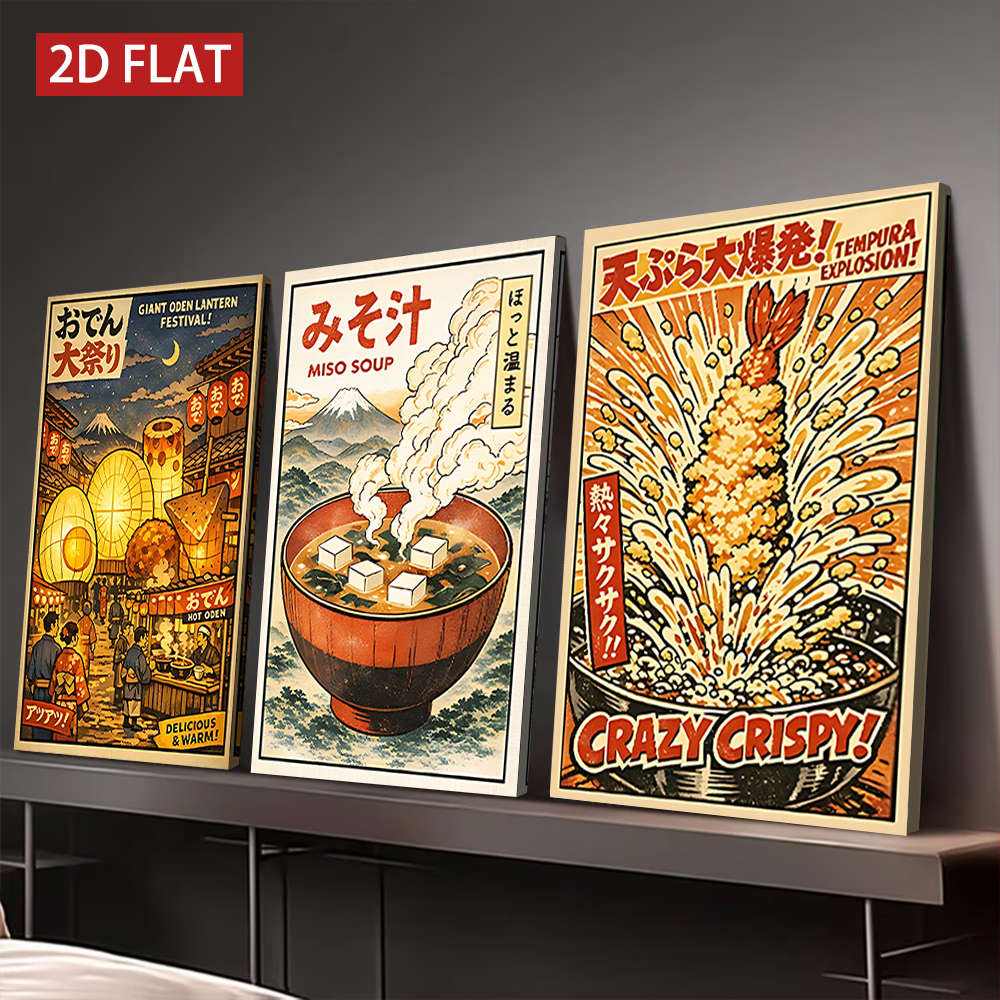 3 Counts Wooden Framed Canvas  - Japanese Lifestyle Food บทวิจารณ์และราคา