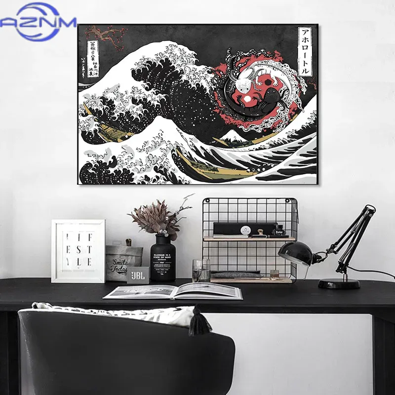 AZNM Canvas Painting Big Wavy  - Japanese Lifestyle And Traditions บทวิจารณ์และราคา